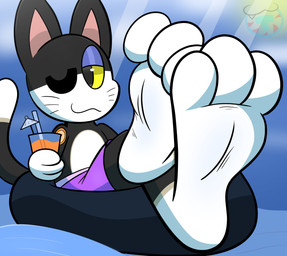 anthro feet foot_fetish foot_focus male paws soles solo teasing toes mintytempest animal_crossing nintendo punchy_(animal_crossing) domestic_cat felid feline felis mammal hi_res