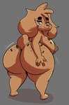 anthro big_breasts big_butt breasts brown_body butt female grey_background holding_butt huge_butt nipples nude simple_background solo thehoneybutter sprinkles_(thehoneybutter) canid canine canis domestic_dog mammal absurd_res hi_res