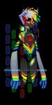 armor black_body black_skin blonde_hair blue_hair green_hair grey_hair hair male multicolored_hair orange_hair rainbow_hair red_eyes snout solo sparklefur shrimposaurus amiga_family commodore_international crystal_hammer alpha_channel colorful_theme hi_res watermark