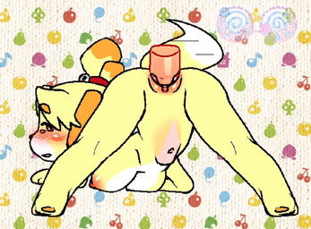 abdominal_bulge anthro big_breasts big_penis bodily_fluids breasts clenched_teeth female fur genitals painful_penetration pawpads penis small_vulva tail tail_motion tailwag tears teeth yellow_body yellow_fur kuwato4eba animal_crossing nintendo isabelle_(animal_crossing) animal_humanoid canid canid_humanoid canine canine_humanoid dog_humanoid humanoid mammal mammal_humanoid animated loop no_sound short_playtime video