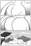 anthro anthrofied bandai_namco big_breasts big_butt biped breasts butt butt_expansion clock-face comic digimon digimon_(species) digimorph expansion felid female gatomon growth hi_res huge_breasts mammal monochrome nude solo standing