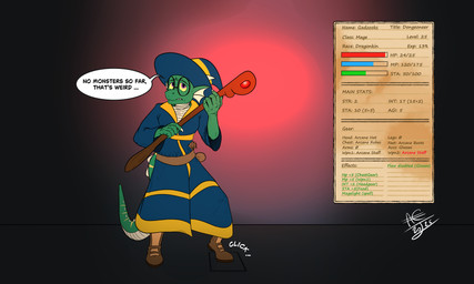 adventurer anthro gameplay_mechanics male rpg_dungeon solo denton mythology zooks_(character) animal_humanoid dragon dragon_humanoid humanoid mythological_creature mythological_scalie scalie absurd_res hi_res