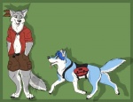 ambiguous_gender anthro digitigrade duo feral male quadruped tail lonewolf wachhund_(character) wulfer canid canine canis domestic_dog husky mammal nordic_sled_dog spitz wolf