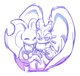 ambiguous_gender anthro antlers big_ears biped bipedal_feral blush blush_stickers chest_tuft digitigrade duo eyes_closed feral fingernails fluffy fluffy_tail front_view fur head_wings horn huge_wings mouthless nails neck_tuft notched_ear nuzzling one_eye_closed pupils semi-anthro side_by_side simple_background size_difference tail tuft unusual_wing_placement white_background wings 0olqplo0 kirby_(series) kirby_and_the_forgotten_land nintendo elfilin fecto_elfilis alien chinchillid mammal rodent starling_(kirby) digital_drawing_(artwork) digital_media_(artwork) monochrome portrait three-quarter_portrait male_(lore)