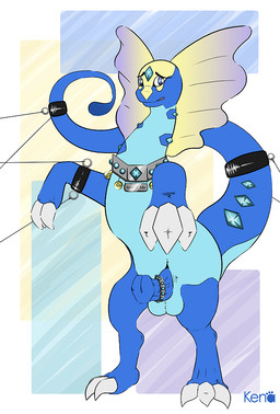 accessory alternate_form bdsm bondage bound claws cock_ring collar crystal erection feral genitals jewelry male on_hind_legs penis penis_accessory penis_jewelry solo straps submissive submissive_male tail kena nintendo pokemon fan_character aurorus dinosaur fossil_pokemon generation_6_pokemon pokemon_(species) prehistoric_species reptile sauropod sauropodomorph scalie 2014