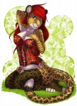 anthro basque biped blue_eyes clothing corset feet female footwear garter_straps grass hair hindpaw kneeling legwear leopard_spots lingerie looking_at_viewer paws plant red_hair socks solo spots stockings tail toeless_footwear toeless_socks topwear etuix felid leopard mammal pantherine 2010 watermark