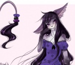 anthro breasts clothed clothing female fur hair long_hair purple_eyes simple_background solo tuft white_background conditional_dnp mrawl canid canine felid fennec_fox fox mammal true_fox 2014