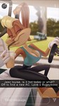 3_toes anthro barefoot beverage blurred_background breasts caption cleavage clothed clothing drinking driving eyes_closed feet female golf_cart holding_beverage holding_object selfie shirt solo tank_top text toes toony topwear authorialnoice looney_tunes snapchat the_looney_tunes_show warner_brothers lola_bunny lagomorph leporid mammal rabbit 2022 english_text