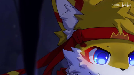 anthro blue_eyes fur kemono kerchief male nude_anthro nude_male pawpads pink_pawpads red_kerchief slim_anthro slim_male solo white_body white_fur yellow_body yellow_fur hlg7777 bilibili canid canine fox mammal 16:9 2024 animated hi_res short_playtime sound video watermark widescreen