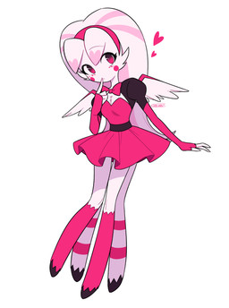 4_legs clothed clothing feathered_wings feathers female fingers heart_symbol multi_leg multi_limb simple_background solo white_background wings enaic31 hazbin_hotel hellaverse molly_(hazbin_hotel) angel arachnid arthropod humanoid spider 2026 absurd_res digital_media_(artwork) hi_res