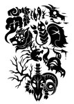 2016 2_horns ambiguous_gender antlers aquarius_(symbol) arachnid aries_(zodiac) arrow_(weapon) arthropod astrological_symbol bisected black_and_white blood blood_drip bodily_fluids bone bovid bovine cancer_(zodiac) capricorn_(zodiac) caprine cattle centipede chela cracks curled_horn digital_drawing_(artwork) digital_media_(artwork) dripping eyestalks fangs felid feral fish front_view gemini_(zodiac) goat group headshot_portrait hi_res horn humanoid leo_(zodiac) libra_(symbol) lion mammal mane marine mismatched_horns monochrome multi_eye myriapod open_mouth pantherine pisces_(zodiac) portrait ranged_weapon restricted_palette sagittarius_(symbol) scorpio_(zodiac) scorpion scorpion_tail side_view silhouette simple_background skull stinger sunnyclockwork symbol tail taurus_(zodiac) teeth vase virgo_(zodiac) weapon weighing_scale welcome_to_night_vale western_zodiac western_zodiac_symbol white_background
