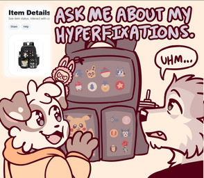 anthro backpack blue_eyes cheek_tuft clothing cute_fangs dialogue duo facial_markings facial_tuft fangs floppy_ears fur grey_body head_markings head_tuft hoodie male markings orange_clothing orange_hoodie orange_topwear screencap smile sparkles sparkling_eyes speech_bubble spots spotted_body spotted_face spotted_fur teeth text topwear tuft white_body young spudnikmutt beastars bluey_(series) cartoon_network comedy_central disney don't_hug_me_i'm_scared five_nights_at_freddy's gravity_falls labubu_(toy) nintendo pokemon scottgames sega sonic_the_hedgehog_(series) south_park steven_universe rookie_(spudnikmutt) spudnik_(spudnikmutt) canid canine canis chihuahua domestic_dog generation_1_pokemon mammal pikachu pokemon_(species) toy_dog wolf english_text adult_(lore)