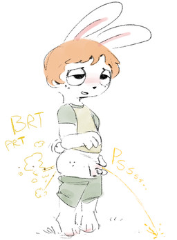 anthro balls black_eyebrows black_eyes blush bodily_fluids body_blush bottomwear bottomwear_down clothed clothing eye_roll eyebrows fart fart_cloud foot_blush freckled_face freckles fur genital_fluids genitals grass green_bottomwear green_clothing green_shirt green_shorts green_topwear hair holding_own_penis holding_penis lidded_eyes looking_pleasured male male_peeing motion_lines no_underwear open_mouth open_smile orange_fart_cloud orange_hair pants pants_down partially_clothed peeing peeing_on_ground penis penis_blush plant rabbit_ears relieved scut_tail shirt short_tail shorts side_butt simple_background smile sound_effects standing tail topwear urine urine_on_ground urine_splatter urine_stream vowelless vowelless_sound_effect white_background white_body white_fur young young_anthro young_male jubb lagomorph leporid mammal rabbit 2025