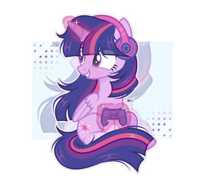 controller electronics female feral freckles headphones horn magic simple_background smile solo telekinesis wings nay_kater friendship_is_magic hasbro my_little_pony mythology twilight_sparkle_(mlp) equid equine mammal mythological_creature mythological_equine winged_unicorn hi_res