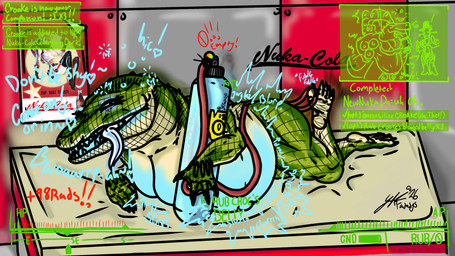 abdominal_bulge alcohol anal_inflation anthro beer belly belly_inflation belly_overhang belly_rub belly_rub_request beverage big_belly big_breasts blue_eyes blue_tank blue_tongue breasts claw_fingers claws close_to_bursting clothing dialogue drunk duo expansion eyelashes feet female fiddling finger_claws fishnet_clothing foot_fetish force_feeding forced green_body green_scales holding_hose hose hose_in_butt hose_in_vagina hose_inflation hud inflation intestinal_bulge keg long_eyelashes lying male male/female metal metallic multicolored_body multicolored_skin nude nuka-cola nuka-cola_quantum onomatopoeia oxygen_tank pale_skin pose poster profanity reflection scales sharp_teeth smile smiling_at_viewer smirk smirking_at_another smirking_at_viewer smirking_pred solo sound_effects substance_intoxication tail teeth text toe_claws toes toes_pointed_inward tongue tongue_out two_tone_body two_tone_skin inflation_fantasys ykfantasys fallout microsoft alligator alligatorid animal_humanoid croake crocodile crocodilian gatorclaw_(fallout) humanoid hybrid reptile scalie scalie_humanoid snake 16:9 4k absurd_res english_text hi_res pinup story widescreen