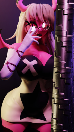2_horns armwear big_breasts black_lipstick bracelet breasts cleavage clothed clothing dress elbow_gloves eyelashes eyewear female glasses glistening glistening_body glistening_skin gloves hair handwear holding_eyewear holding_glasses holding_object horn inside jewelry lipstick long_hair looking_at_viewer makeup membrane_(anatomy) membranous_wings pink_body pink_eyes pink_skin pupils slit_pupils solo white_armwear white_clothing white_dress white_elbow_gloves white_gloves white_hair white_handwear wide_hips wings mrs_dexie samzan_(modeler) hellaverse helluva_boss verosika_mayday demon demon_humanoid humanoid succubus 2025 3d_(artwork) 4k 9:16 absurd_res digital_media_(artwork) hi_res