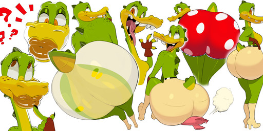 air_puff anthro bent_over big_butt breasts butt butt_focus clothing eye_roll female footwear freckles high_heels huge_butt lips lipstick looking_at_viewer makeup multiple_poses non-mammal_breasts open_mouth pose question_mark shoes sitting sitting_on_object solo tail thick_lips thick_thighs tongue whoopee_cushion wide_hips vimhomeless sydney_swamp_(vimhomeless) crocodile crocodilian reptile scalie 2025 absurd_res hi_res multiple_images signature