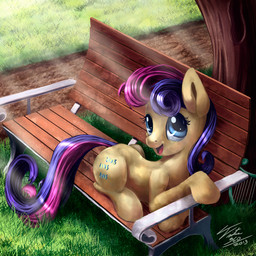 bench blue_eyes blue_hair cutie_mark female grass hair lying lyre multicolored_hair musical_instrument on_bench open_mouth outside park path pink_hair plant plucked_string_instrument solo string_instrument tree two_tone_hair tsitra360 friendship_is_magic hasbro my_little_pony bonbon_(mlp) earth_pony equid equine horse mammal pony 1:1 2013
