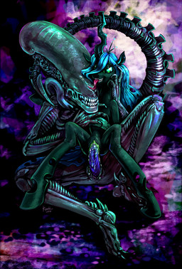 abstract_background alien_genitalia anus black_body bodily_fluids butt chair_position claws clitoris dripping drooling duo erection eyeless face_lick female female_penetrated feral from_behind_position front_view genital_fluids genitals green_eyes hair horn licking long_hair long_tail long_tongue male male/female mane mane_hair nude nude_female nude_male open_mouth penetration penile penile_penetration penis penis_in_vagina purple_penis saliva saliva_drip saliva_on_face sex sharp_tail sharp_teeth small_butt smile spread_legs spreading tail teeth tongue tongue_out vaginal vaginal_fluids vaginal_penetration vulva ripushko alien_(franchise) friendship_is_magic hasbro my_little_pony mythology queen_chrysalis_(mlp) alien arthropod changeling_(mlp) equid equine mammal monster mythological_creature mythological_equine xenomorph 2015 absurd_res detailed digital_media_(artwork) hi_res