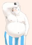 anthro belly blush boxers_(clothing) clothing humanoid_hands male moobs navel nipples overweight overweight_anthro overweight_male pink_background simple_background solo underwear maron2475 utau shirane_kan bear mammal polar_bear ursine 2018