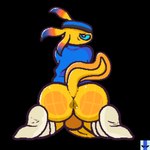 accessory anthro anus backsack balls blue_clothing blue_coat blue_eyes blue_topwear bottomless bottomless_male butt clothed clothing coat footwear genitals headband kneeling male penis pixelated presenting presenting_anus raised_tail socks solo tail topwear white_clothing white_footwear white_socks yellow_body yellow_skin r1v3r_styx epic_games fortnite axo_(fortnite) amphibian axolotl marine mole_salamander salamander 1:1 aliasing alpha_channel digital_media_(artwork)