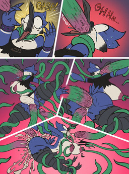 abdominal_bulge anal anal_penetration anthro arched_back areola bare_shoulders big_areola big_breasts big_butt blotchy_areola bodily_fluids breasts butt clothing clothing_aside crop_top crossgender crotch_tuft cum deep_penetration eyelashes female female_raped forced forced_spreading forced_spreading_legs genital_fluids huge_breasts huge_butt huge_hips huge_thighs large_penetration long_eyelashes mtf_crossgender nipple_dip nipple_fetish nipple_play nipple_pull nipples nude oral oral_penetration painful_penetration painful_vaginal penetration rape restrained restrained_by_tentacles scared scuted_feet scuted_legs scutes sex shirt small_waist solo stretched_anus stretched_vagina tear_trough tears_of_pain tentacle_around_breast tentacle_rape tentacle_sex tentacles text thick_thighs thong thong_aside topwear torn_clothing tuft underwear underwear_aside vaginal vaginal_penetration voluptuous_female wide_hips thingshappen cartoon_network regular_show mordecai_(regular_show) avian bird blue_jay corvid jay_(bird) new_world_jay oscine passerine comic hi_res
