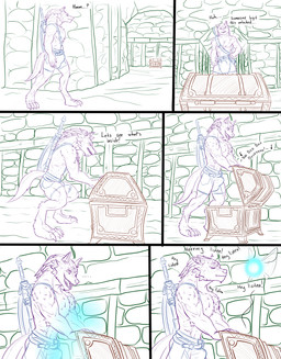 animal_genitalia annoyed annoying anthro anthrofied armor balls belt big_balls big_bulge big_penis bulge claws clothed clothing detailed_bulge dungeon fluffy fur genitals grin huge_balls huge_bulge huge_penis large_sheath male melee_weapon mostly_nude open_chest paws penis revealing_outfit scabbard sheath sheath_bulge shield shield_on_back skimpy smile smirk solo speedo suspense swimwear sword sword_on_back tail text tight_bulges tight_clothing tight_underwear topless topless_male treasure treasure_chest unconvincing_armor underwear unimpressed weapon conditional_dnp samagthrav2 nintendo ocarina_of_time the_legend_of_zelda link_(wolf_form) navi canid canine canis fairy mammal wolf absurd_res comic english_text hi_res