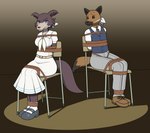 anthro bdsm bondage bound chair chair_bondage cleave_gag clothed clothing crotch_rope duo female furniture gag looking_at_viewer male male/female male_and_female_submissive panties restraints rope rope_bondage spotlight submissive submissive_male underwear nivek15 beastars juno_(beastars) miguno_(beastars) canid canine canis hyena mammal spotted_hyena wolf hi_res