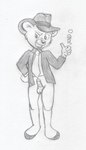 adolescent anthro balls biped bottomless clothed clothing coin erection eyebrows fedora gangster genitals hat headgear headwear male necktie penis raised_eyebrow smile smirk solo young reddragonkan disney talespin kit_cloudkicker bear mammal graphite_(artwork) greyscale monochrome traditional_media_(artwork)