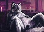 amber_eyes animal_genitalia animal_pussy anthro bedroom black_nose black_pussy butt candle canine_genitalia canine_pussy claws detailed_background female fur genitals grey_body grey_fur grimace hand_on_belly hand_on_knee hand_on_leg inside looking_at_viewer lying monotone_body monotone_fur no_sclera nude on_back presenting presenting_hindquarters presenting_pussy pussy solo speedpaint speedpainting spread_legs spreading tail teeth werewolfdegenerate mythology canid canine canis mammal mythological_canine mythological_creature werecanid werecanine werecreature werewolf wolf absurd_res digital_media_(artwork) digital_painting_(artwork) hi_res