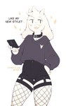 alternative_fashion anthro blush bottomwear bulge clothed clothing collar cross dialogue electronics femboy fishnet_clothing fishnet_legwear garter_straps goth high_waisted_bottomwear legwear looking_at_viewer male open_mouth phone question_mark shorts smile smiling_at_viewer solo stockings sweater text thigh_gap topwear nepentz deltarune undertale_(series) ralsei bovid caprine goat mammal 5:8 absurd_res digital_media_(artwork) english_text hi_res