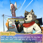 anthro desert eye_patch eyewear male prosthetic prosthetic_arm prosthetic_limb scarf solo tool_belt tools visual_novel_interface nodoph sound_warning canid canine canis domestic_dog husky mammal nordic_sled_dog spitz 1:1 animated long_playtime sound webm