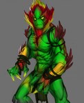 anthro green_body green_eyes looking_at_viewer male muscular muscular_anthro muscular_male plant solo dagantfus_(artist) ben_10 cartoon_network swampfire alien elemental_creature flora_fauna methanosian hi_res