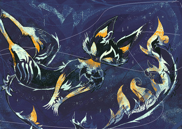 ambiguous_gender anthro blue_body blue_fur detailed_background fur multicolored_body multicolored_fur multicolored_tail orange_body orange_fur solo space tail naircat domestic_cat felid feline felis mammal 2017 digital_drawing_(artwork) digital_media_(artwork) microsoft_paint_(artwork)