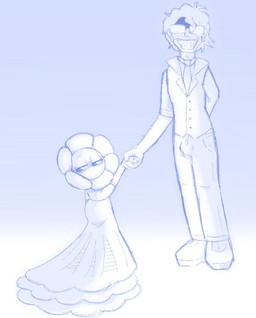 accessory bottomwear bulge clothed clothed_human clothed_humanoid clothed_male clothing duo eyewear fully_clothed fully_clothed_human fully_clothed_humanoid fully_clothed_male glasses gradient_background grin hand_holding male necktie not_furry pants plant simple_background smile clockstops3am conditional_dnp blushcrunch_studio dandy's_world dandy_(dandy's_world) elemental_creature flora_fauna human humanoid mammal toon_(dandy's_world) 2025 blue_monochrome full-length_portrait hi_res monochrome portrait
