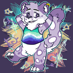 anthro chibi ear_piercing lgbt_pride male paws piercing pride_color_flag pride_colors purple_body solo vincian_pride_colors white_body zhiibe dutch_(dutchleopard) felid mammal pantherine snow_leopard 1:1