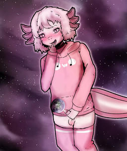anthro axolotl_tail balls blush bodily_fluids clothing cum cum_on_planet femboy genital_fluids genitals gills hair hoodie legwear macro male masturbation object_vore open_mouth owo penis pink_clothing pink_hair pink_hoodie pink_legwear pink_pupils pink_thigh_highs pink_topwear planet planet_dwarfing planet_in_mouth planet_vore pupils solo space star tail thigh_highs tongue topwear vore teruni-inamor izel_soup_t amphibian aquatic axolotl mole_salamander salamander digital_drawing_(artwork) digital_media_(artwork) nonbinary_(lore)