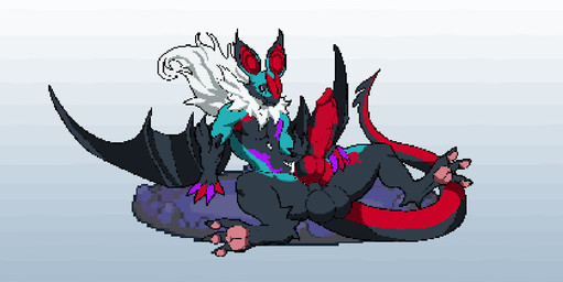 animal_genitalia animal_penis anthro balls big_balls big_penis canine_genitalia canine_penis erection genitals knot knotted_penis looking_at_viewer male pawpads paws penis pink_pawpads sitting solo tail throbbing throbbing_balls throbbing_knot throbbing_penis wings vitor_swissidoldragon nintendo pokemon generation_6_pokemon noivern pokemon_(species) animated digital_media_(artwork) pixel_(artwork) pixel_animation