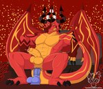 4_eyes anal anal_penetration balls barazoku claws dildo foreskin genitals hell horn lube multi_eye penetration penis riding sex_toy kingdraws helluva_boss mythology satan_(helluva_boss) demon dragon mythological_creature mythological_scalie scalie hi_res