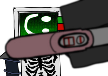 electronics for_a_head looking_at_viewer machine male not_furry on_model pregnancy_test screen screen_face simple_background smile solo television 8q_lab die_of_death roblox badware_(die_of_death) humanoid object_head robot robot_humanoid screen_head tv_head absurd_res hi_res