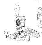 anthro beverage clothed clothing container cup ears_down facial_scar hat headgear headwear holding_beverage holding_container holding_cup holding_object male military_uniform pivoted_ears reclining scar shako snout solo uniform us_cannonfodder mammal mouse murid murine rodent 2023 digital_drawing_(artwork) digital_media_(artwork) monochrome procreate_(artwork) sketch