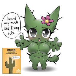 3_toes 4_fingers alternate_species anthro anthrofied arms_out arms_outstretched belly_rub_request biped black_eyes blush breasts cactus card_game dialogue featureless_breasts feet female fingers flower front_view fur furrification gaming green_body green_fur looking_at_viewer monotone_body monotone_fur nude plant shortstack shortstack_female simple_background solo standing tail text thick_thighs thorns toes white_background wide_hips monodie exploding_kittens catcus_(exploding_kittens) cactus_cat cactus_creature domestic_cat elemental_creature felid feline felis flora_fauna mammal 1:1 english_text hi_res
