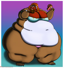 anthro beak belly big_belly big_breasts breasts cutlery deep_navel eating female food fork hair huge_belly huge_breasts huge_thighs kitchen_utensils meat meat_on_bone morbidly_obese morbidly_obese_anthro morbidly_obese_female navel non-mammal_breasts obese obese_anthro obese_female orange_hair overweight overweight_anthro overweight_female solo teeth thick_thighs tools toothed_beak viroveteruscy robin_bird avian bird oscine passerine robin_(bird) 2018 absurd_res digital_media_(artwork) hi_res
