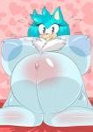 anthro areola bed belly big_belly big_breasts big_butt big_nipples bloom blue_eyes blush breasts butt female fur furniture hair huge_breasts long_hair looking_at_viewer nipples nude pregnant pregnant_anthro pregnant_female puffy_nipples smile solo teal_body thick_thighs wide_hips ao32686845 sega sonic_the_hedgehog_(series) fan_character domestic_cat felid feline felis mammal mint_(disambiguation) 2019 digital_media_(artwork)