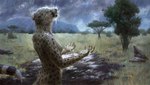 5_fingers anthro breasts cheetah claws detailed_background felid feline female fingers mammal nude outside raining side_boob solo spectrumshift