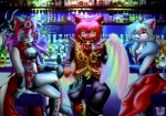 anthro bar eyewear feathered_wings feathers female goggles group heterochromia insect_wings iridescent iridescent_wings rainbow rainbow_wings tail wings valery91thunder calene ilaria sledge felid mammal