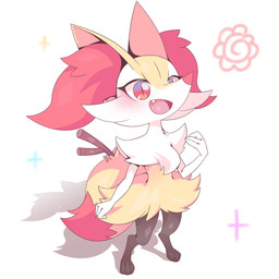 ambiguous_anthro ambiguous_gender anthro biped blush cute_fangs digitigrade dipstick_tail eyelashes fangs flat_chested front_view high-angle_view markings object_in_tail open_mouth open_smile simple_background smile snout solo sparkles standing stick stick_in_tail tail tail_markings teeth thick_eyelashes tongue rullu_1507 nintendo pokemon braixen canid generation_6_pokemon mammal pokemon_(species) 1:1 2024 digital_drawing_(artwork) digital_media_(artwork) full-length_portrait hi_res japanese_description korean_description portrait translated_description female_(lore)