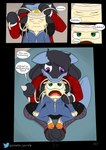 absurd_res adam(midnightmeowth) alana(midnightmeowth) anthro bandage clothing comic duo female generation_1_pokemon generation_4_pokemon hi_res lucario male male/female meowth midnight_meowth nintendo pokemon pokemon_(species)