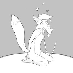 bdsm bodily_fluids bondage bound collar cuff_(restraint) cum fellatio female genital_fluids handcuffs kneeling leash lock metal_cuffs oral penile restraints sex powerfulcrumpets cloe_supraari canid canine fox mammal 1:1 hi_res monochrome sketch