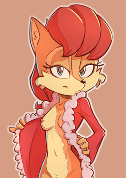 anthro barely_visible_genitalia barely_visible_vulva bedroom_eyes black_nose blue_eyes bottomless breasts brown_body brown_fur christmas_clothing clothed clothing female fur genitals hair holidays jacket looking_at_viewer narrowed_eyes navel nipples one_breast_out open_clothing open_jacket open_topwear pink_nipples pose red_hair seductive solo topwear vulva rogone2 archie_comics christmas sega sonic_the_hedgehog_(archie) sonic_the_hedgehog_(comics) sonic_the_hedgehog_(series) sally_acorn chipmunk ground_squirrel mammal rodent sciurid 2020 digital_media_(artwork) half-length_portrait pinup portrait redraw